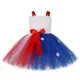 thumbnail image 3 of Vestido de tul para niñas con estrellas del 4 de julio, rojo, blanco y azul, para el Día de la Independencia, para carnaval, festival, fiestas, 1 a 14 años, 3 of 5