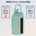 thumbnail image 4 of COLDEST Sports Water Bottle 128 oz/One Gallon (Straw Lid), Leak Proof, Vacuum Insulated Stainless Steel, Hot Cold, Double Walled, Thermo Mug (128 oz, Oceanic Green), 4 of 10