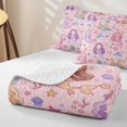 thumbnail image 4 of meiyoeat Kawaii Crown Mermaid Princess Twin Quilt Set for Girls, Dolphin Star Coral Fairy Twin Coverlet Set, Pink Purple, 2pcs, 4 of 7