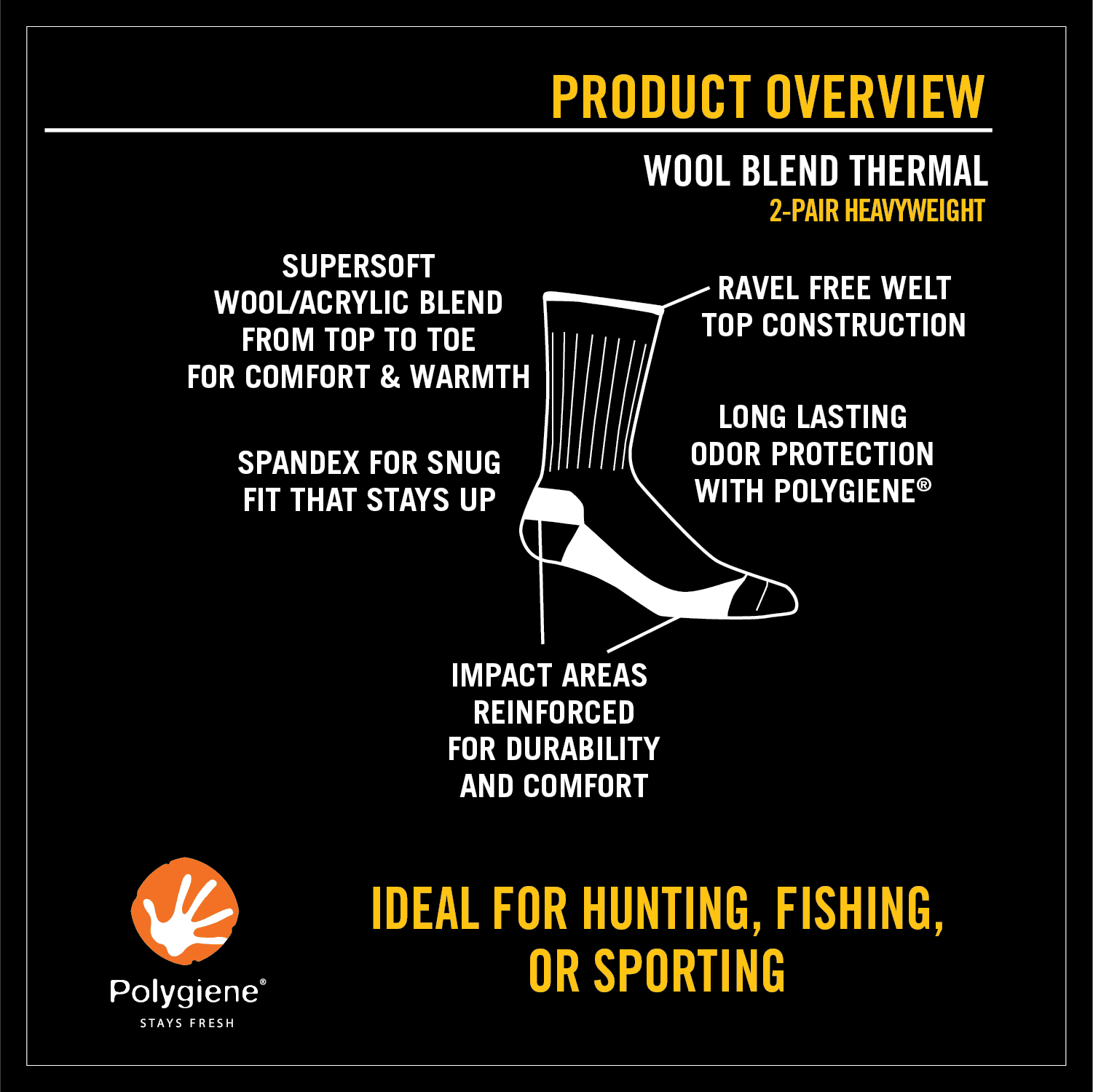 Realtree® Wool Blend Regular Mid-Calf Thermal Socks 2-Pair for Men