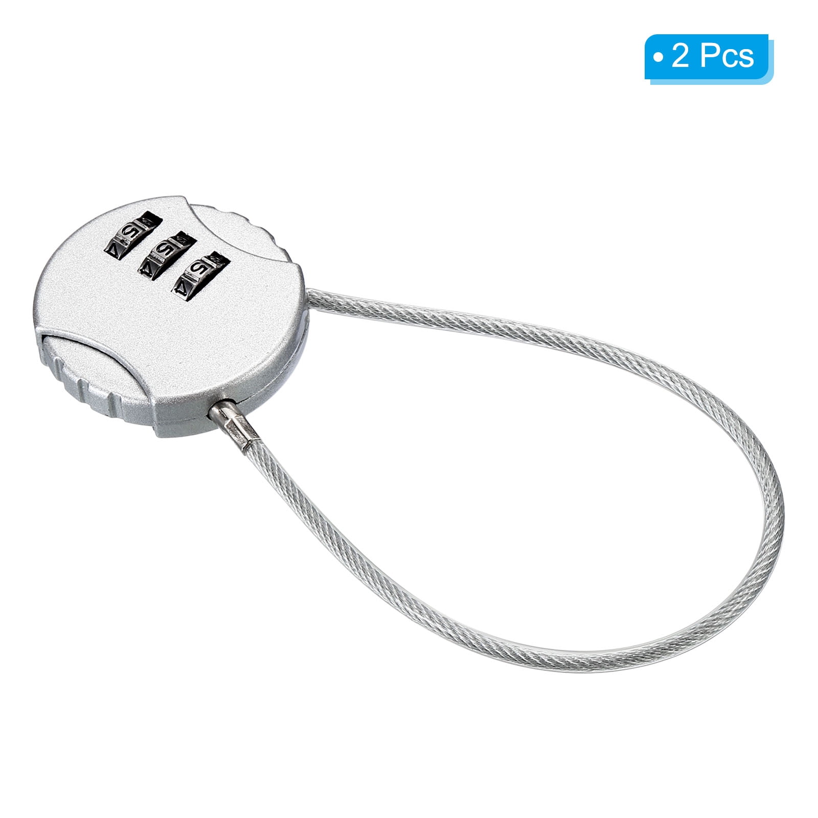Unique Bargains Combination Lock 3 Digit Luggage Padlock for Gym Locker Silver 2Pcs