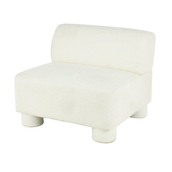 DecMode Polyester Square Boucle Lounge Chair, White