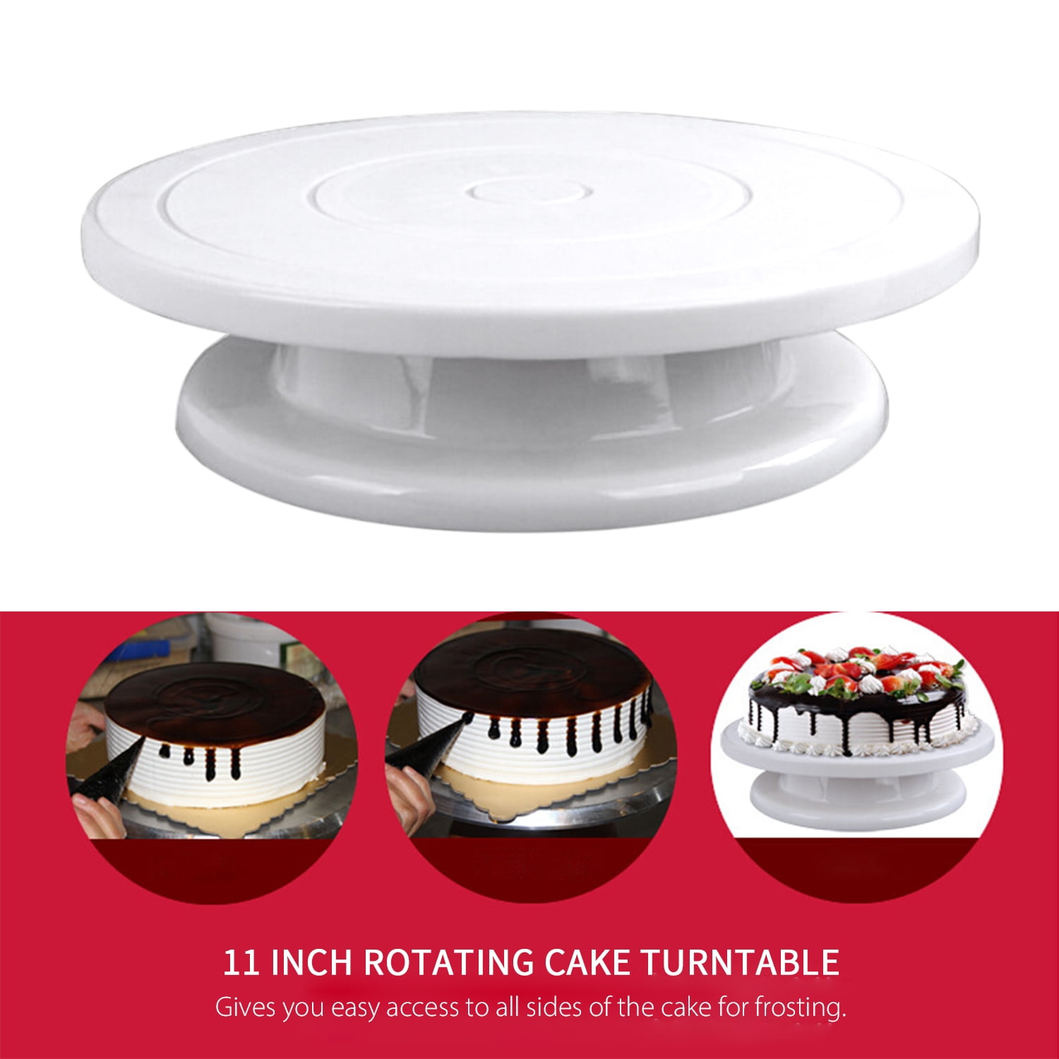 Details about  / 28CM ROTATING CAKE ICING DEOCRATING REVOLVING KITCHEN DISPLAY STAND TURNTABLE