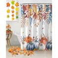 thumbnail image 3 of Thanksgiving Fall Shower Curtain Set ，Waterproof Fabric Shower Curtains Blue White Orange Eucalyptus Leaves Pumpkin Shower Curtains for Bathroom,Bathroom Decor 48"x72", 3 of 7