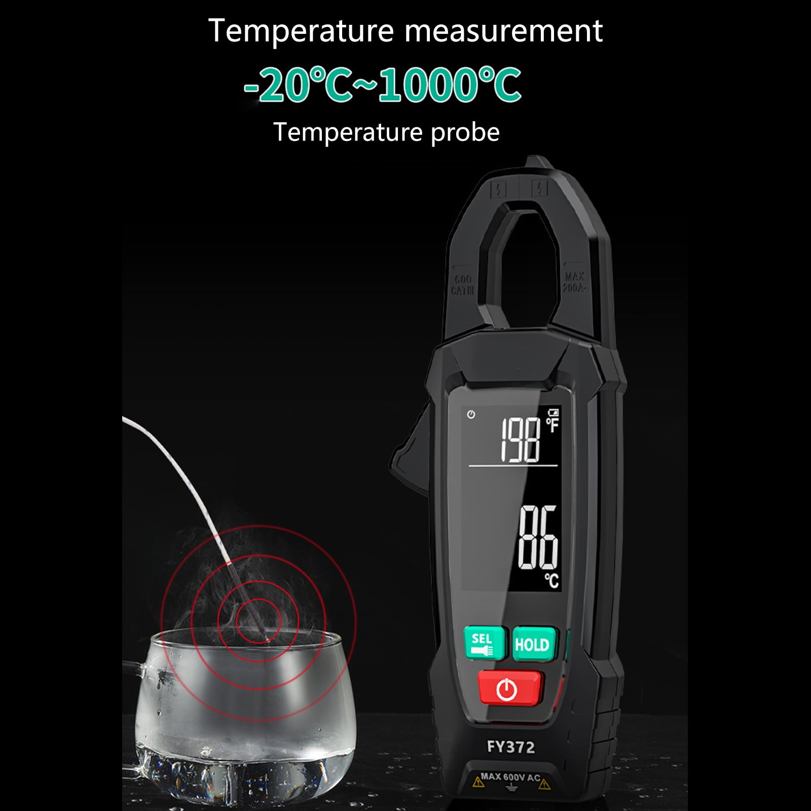 BIBABLYKE Portable Digital Clamp Multimeter for Accurate Measurement of Current Voltages and Resistance for Electrical Testing