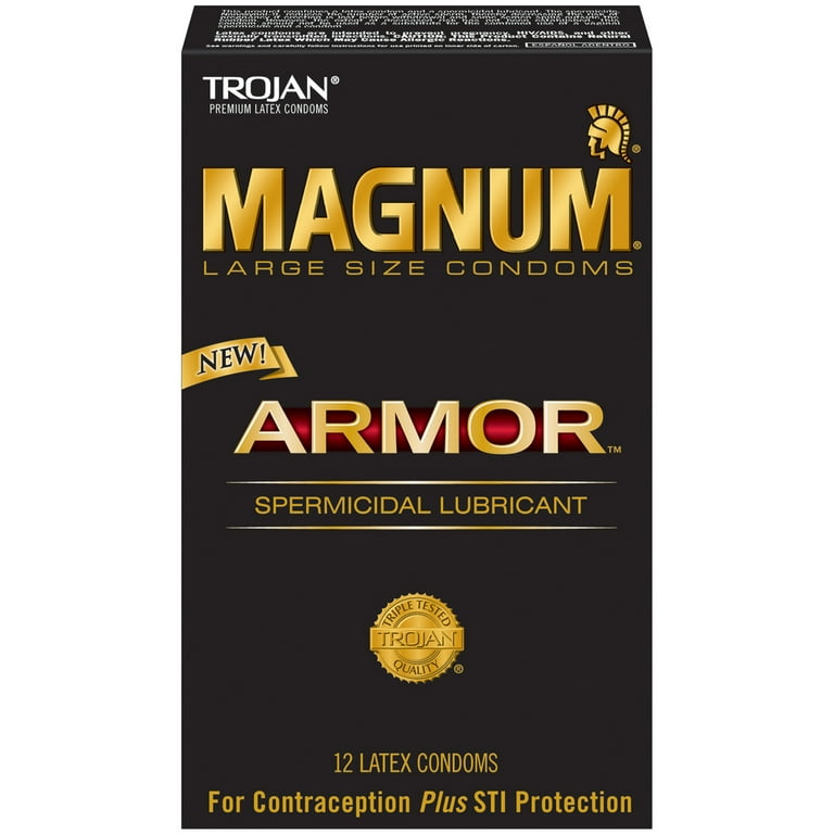 Magnum Large Size Spermicidal Lubricant Condoms Armor 12 ct Box 