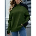 thumbnail image 3 of Frontwalk Sweaters For Women Winter Turtleneck Pullover Casual Rib Hem Knitted Sweater Long Sleeve Jumper Tops Army Green L, 3 of 9