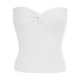 thumbnail image 6 of yillto Women's Tube Tank Going out Cute Knot Front Strapless Ribbed Bandeau Tanks Summer Clothes, 6 of 6