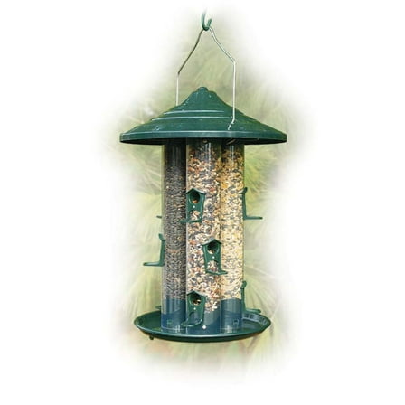 WoodLink Triple Tube Bird Seed Feeder, Multiple Tube Feeder with 9 Ports, EZ Clean Design