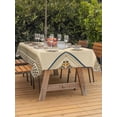 thumbnail image 3 of Outdoor Tablecloth with Umbrella Hole for Patio/Picnic/Party/Camping, Beige Khaki Boho Waterproof Table Cloth Rectangle Table Cover Washable, Vintage Ethnic Tribe Abstract Art Retro (52"x 70"), 3 of 8