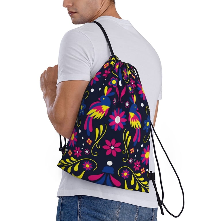 Bingfone Colorful Mexican Drawstrings Backpacks Bags For Men Women