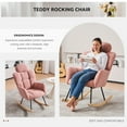 thumbnail image 3 of Newboti Teddy Fabric Upholstered Nursery Rocking Glider Chair Mid Century Modern Accent Arm Chair Padded Seat with High Backrest and Pillows for Living Room Bedroom Offices (Pink Teddy) 54029603686704, 3 of 16