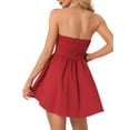 thumbnail image 3 of Unique Bargains Robes Sans Bretelles pour Femmes Col Cœur Fermeture Éclair devant Robe de Soirée Tube Rouge m, 3 of 5