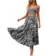 thumbnail image 3 of Gibobby Falda estampada para mujer Estampado fluido Boho cintura oscilante bolsillo escalonado mujeres vestido elástico plisado una falda playa verano falda de línea larga(Negro， S), 3 of 5