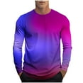 thumbnail image 3 of T-Shirts for Man Plus Size Long Sleeve Crew Neck Gradient Casual Loose Leisure Big&Tall Print Outdoor Sports Blouses Shirts S-4XL, 3 of 6