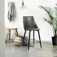 thumbnail image 2 of FurnitureR 30'' Modern Barstool Faux Leather Black Legs Set of 2, 2 of 5
