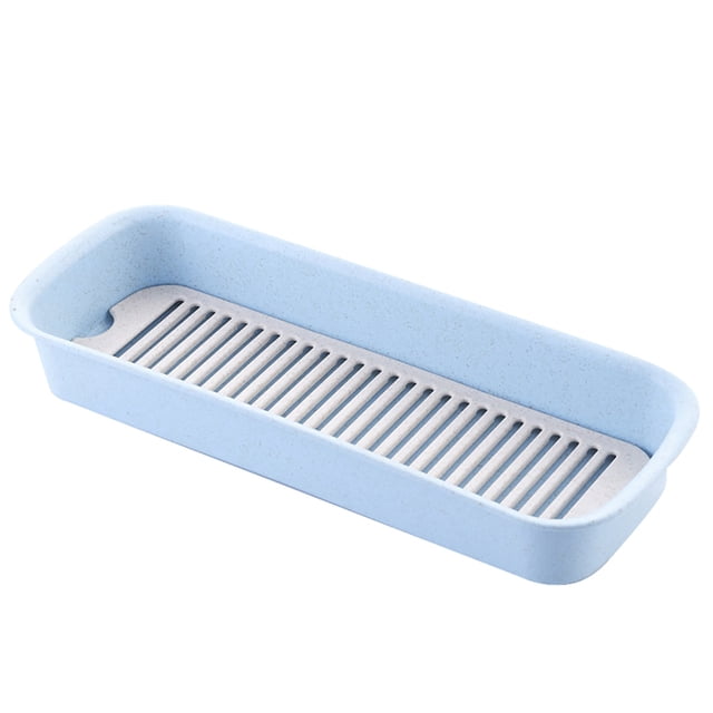 Cutlery Storage Tray Plastic Flatware Tray Kitchen Drawer Organizer with Drainer