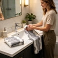 thumbnail image 1 of Extra Large Fleece Bath Towel, Wavy Texture, Soft Absorbent Face Towel for Home Daily Use, 75 x 35 cm, Gray, 1-Pack, 1 of 6