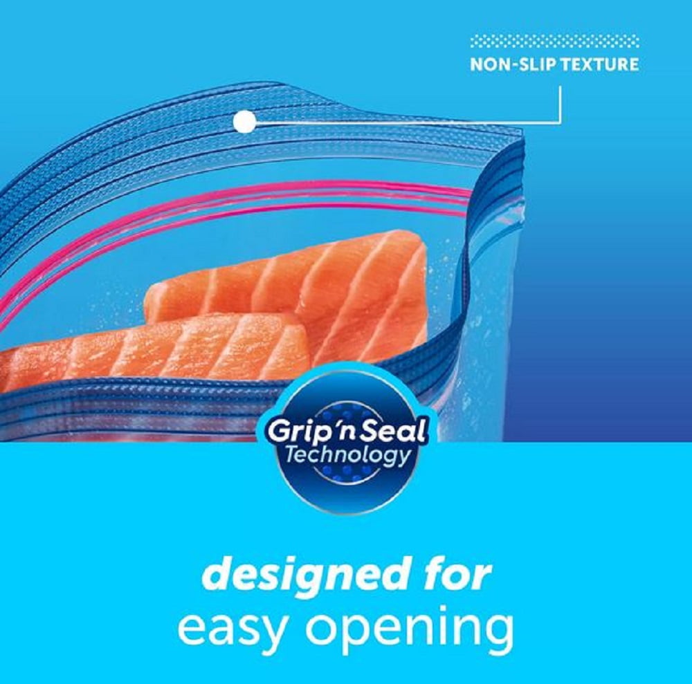 Ziploc Easy-Open Tabs Freezer Quart Bags with New Stay Open Design