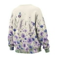 thumbnail image 5 of SCRAWLGOD Cornflower Butterfly Violet Beige Crewneck Fall Sweatshirts for Women Trendy Women's Long Sleeve Pullover Tops with Pockets Fashion for Daily Wear, Office, S, 5 of 7