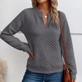 thumbnail image 5 of Quilted Sweatshirt Women Fall Casual V-Neck Long Sleeve Pullover for Travel Weekend Wear, M, 5 of 7