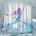 thumbnail image 6 of Cute Pink Mermaid Shower Curtains for Bathroom Glitter Fish Scale Coral Girls Shower Curtain Kids Bathroom Decor Polyester Fabric-72''''x72'''', 6 of 6