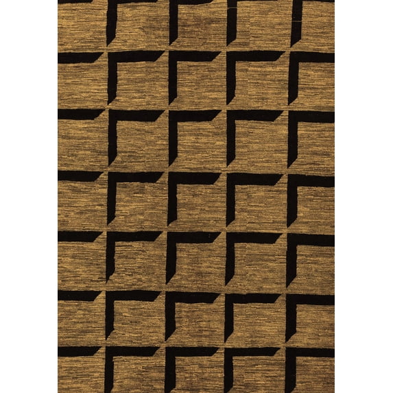 Ahgly Company Indoor Rectangle Abstract Brown Modern Area Rugs, 2' x 3'