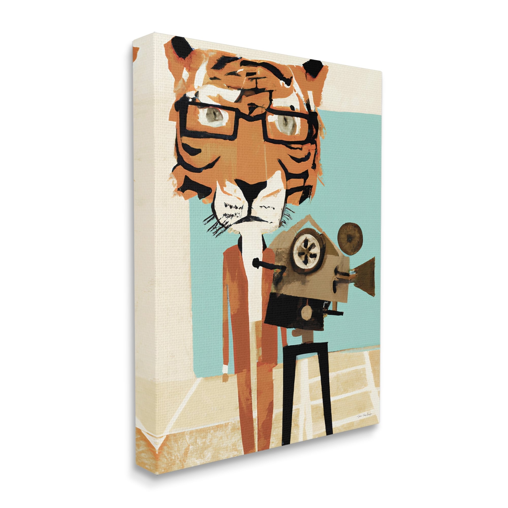 Stupell Modern Tiger Filming Camera Animals & Insects Painting Gallery Wrapped Canvas Print Wall Art