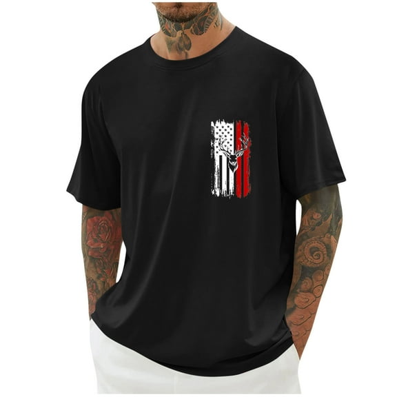 YanHoo 4th of July Shirts for Men Big and Tall Drop Shoulder Casual 1776 Patriotic Graphic Tee Shirts Loose Fit Short Sleeve T-Shirts