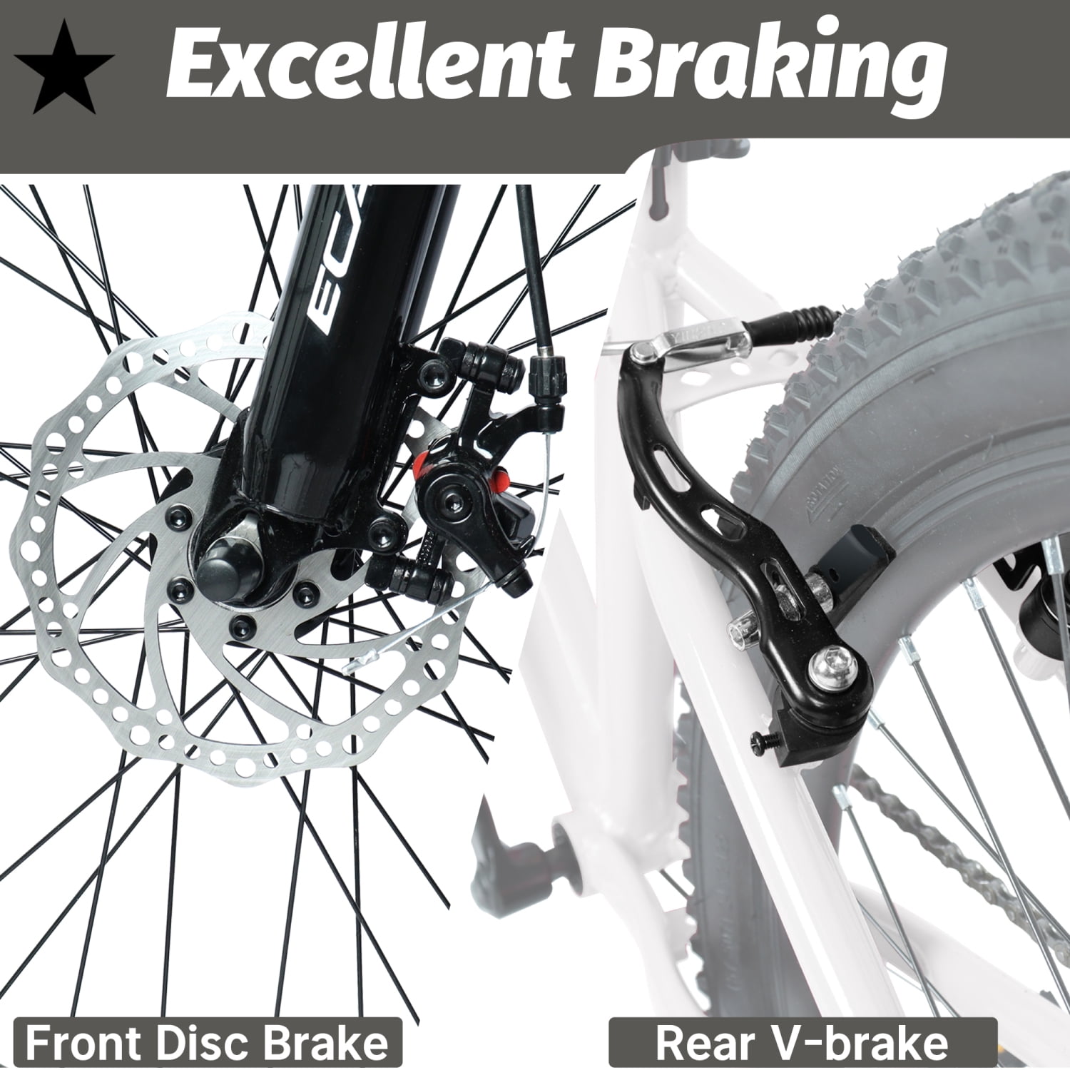 Ambifirner 24 Inch Mountain Bike with 7 Speeds & Front Suspension Durable Steel Frame, Alloy Rims & Disc Brakes Multiple Colors