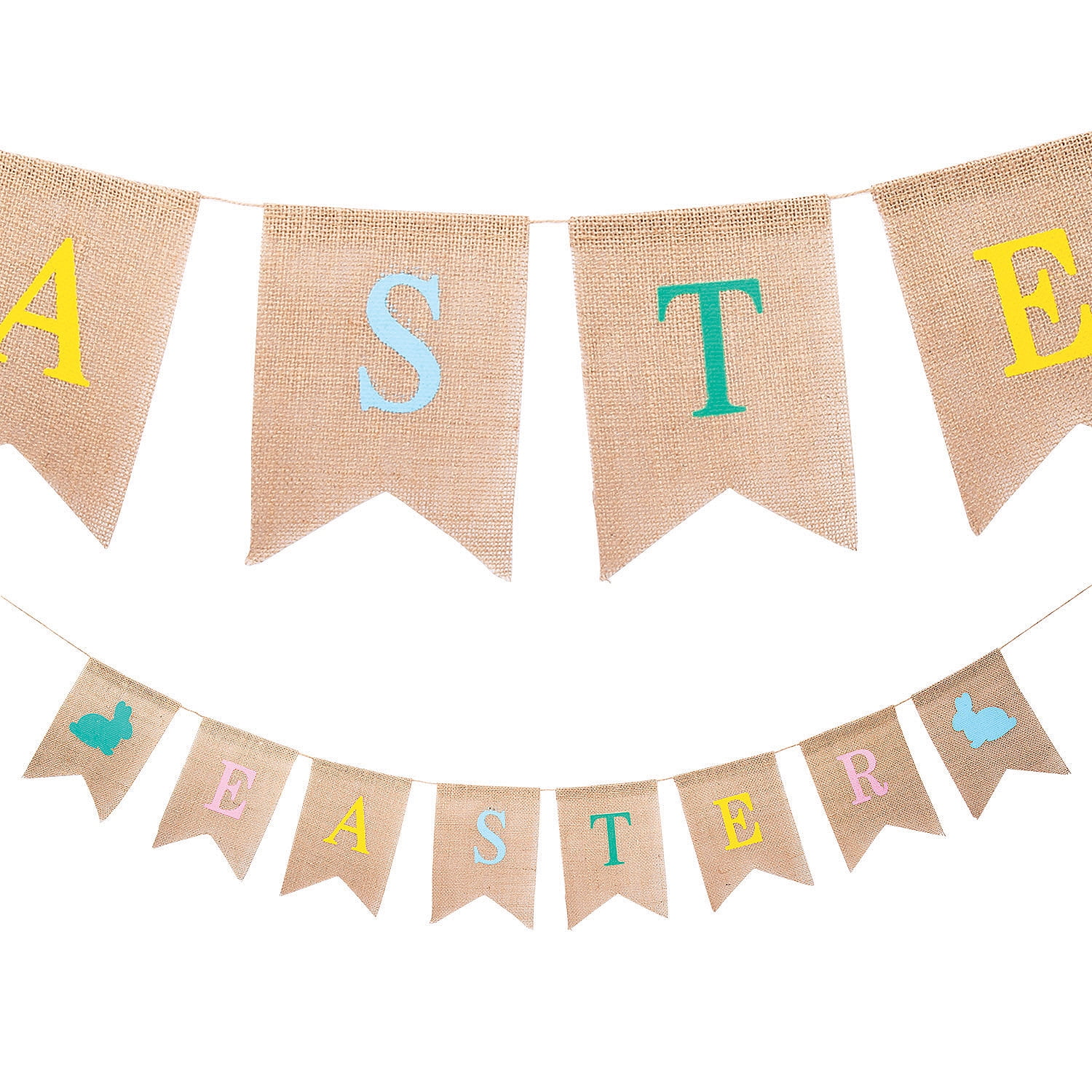 Happy Easter Flowers Burlap Bunting Hessian Banner Garland Party Felt Colorful 