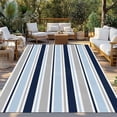 thumbnail image 2 of Navy Blue Gray Striped Outdoor Rug for Patio/Deck/Porch, Non-Slip Large Area Rug 4 x 6 Ft, Farmhouse Stripes Modern Abstract Art Indoor Outdoor Rugs Washable Area Rugs, Camping Rug Carpet Runner, 2 of 8