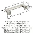 thumbnail image 6 of Amerock Lintel 3-3/4 inch (96mm) Center-to-Center Satin Nickel Cabinet Pull, 6 of 7
