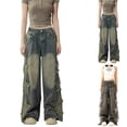 thumbnail image 5 of TrendOFT Womens Baggy Jeans Elastic Waist Cool Ripped Jean Washed Wide Leg Denim Pants Blue M, 5 of 5