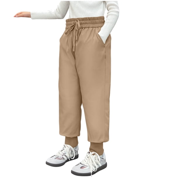 Pantalones largos para niños y niñas, pantalones cálidos de terciopelo dorado, pantalones sanitarios cálidos para niños y pantalones casuales gruesos para niños grandes, pantalones de poliéster para n