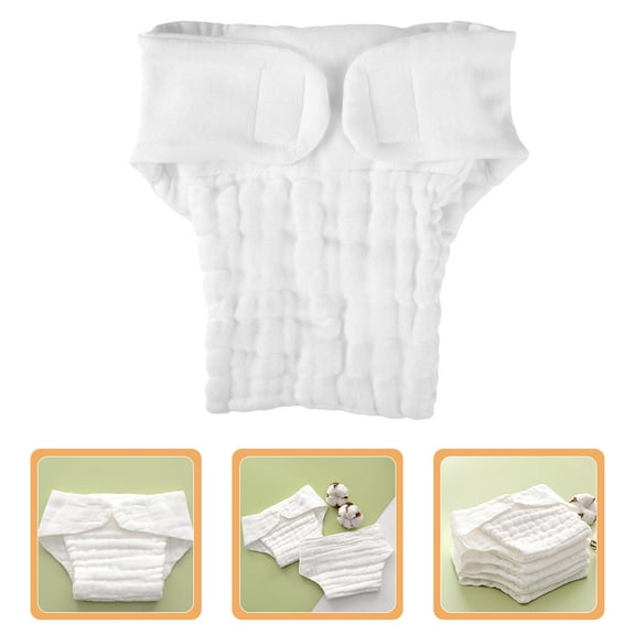 RENACLIPY 5 Pack Cotton Baby Nappy Liners Soft Reusable Diapers for Newborns and Infants Daily Use Home Travel White