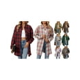 thumbnail image 3 of Pudcoco Chemise Décontractée pour Femmes Printemps Automne Manches Longues Col à Revers Boutonnée Imprimé à Carreaux, 3 of 9