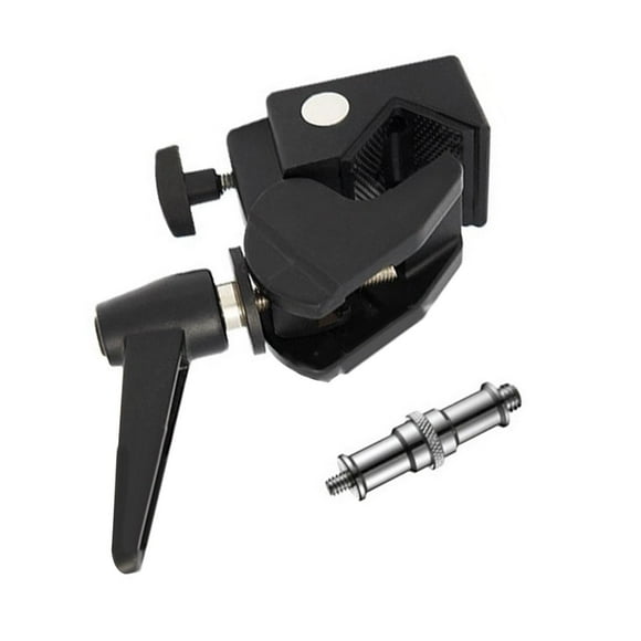 Abrazadera de luz para fotografía Super Clamp: hardware resistente para una superficie de tubo estable que asegura un soporte de flash de metal portát