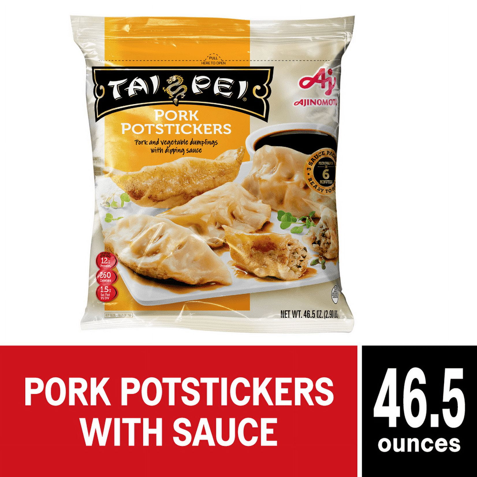 Tai Pei Pork Potstickers, Frozen Asian Appetizers, 46.5 oz