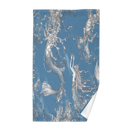 Mermaid Single Pack 100% Cotton Bath Towel (16'' x 28'') Soft, Highly Absorbent, Ideal for Bathroom, Gym, Beach