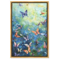 Aesthetic Butterflies Butterfly Wall Art Canvas Wall Art by Art Remedy, Gold Floater Frame, 25.5" x 37.5"
