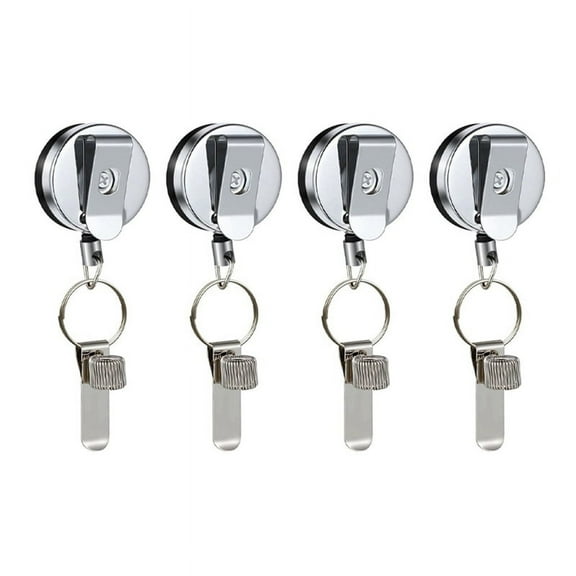 4pcs Retractable Pull Pen Pencil Holder with Belt Clip Key Ring Universal Lanyard