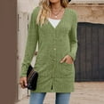 thumbnail image 6 of idosla Women's Long Sleeve Open Front Cardigan Button Down Ribbed Lightweight Knit Outerwear with Pocket (Green, S), 6 of 8