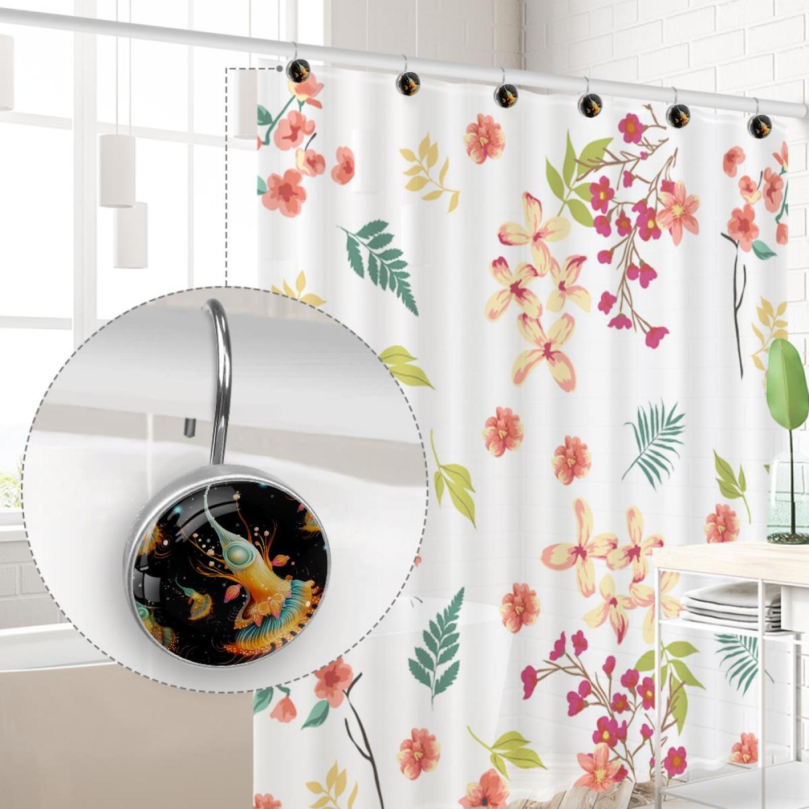 HemaKayy 12 Pcs Decorative Shower Curtain Hooks - Stainless Steel Rings for Bathroom Décor - Easy Glide & Secure Hold - Perfect Decoration for Bathroom Shower Rods - Ocean Sea Slug