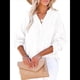thumbnail image 1 of Blusas Casuales de Larga con Cuello en V y Botones para Mujer, Blusas Lisas de Gran Tamaño. XL, 1 of 7
