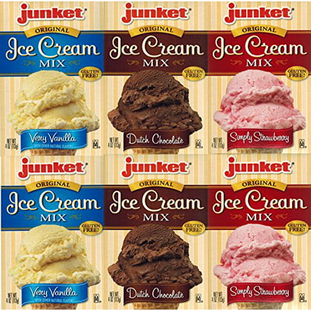 Junket Ice Cream Mix Bundle - 2 Vanilla, 2 Chocolate, 2 Strawberry (6 (Best Butter Brickle Ice Cream)