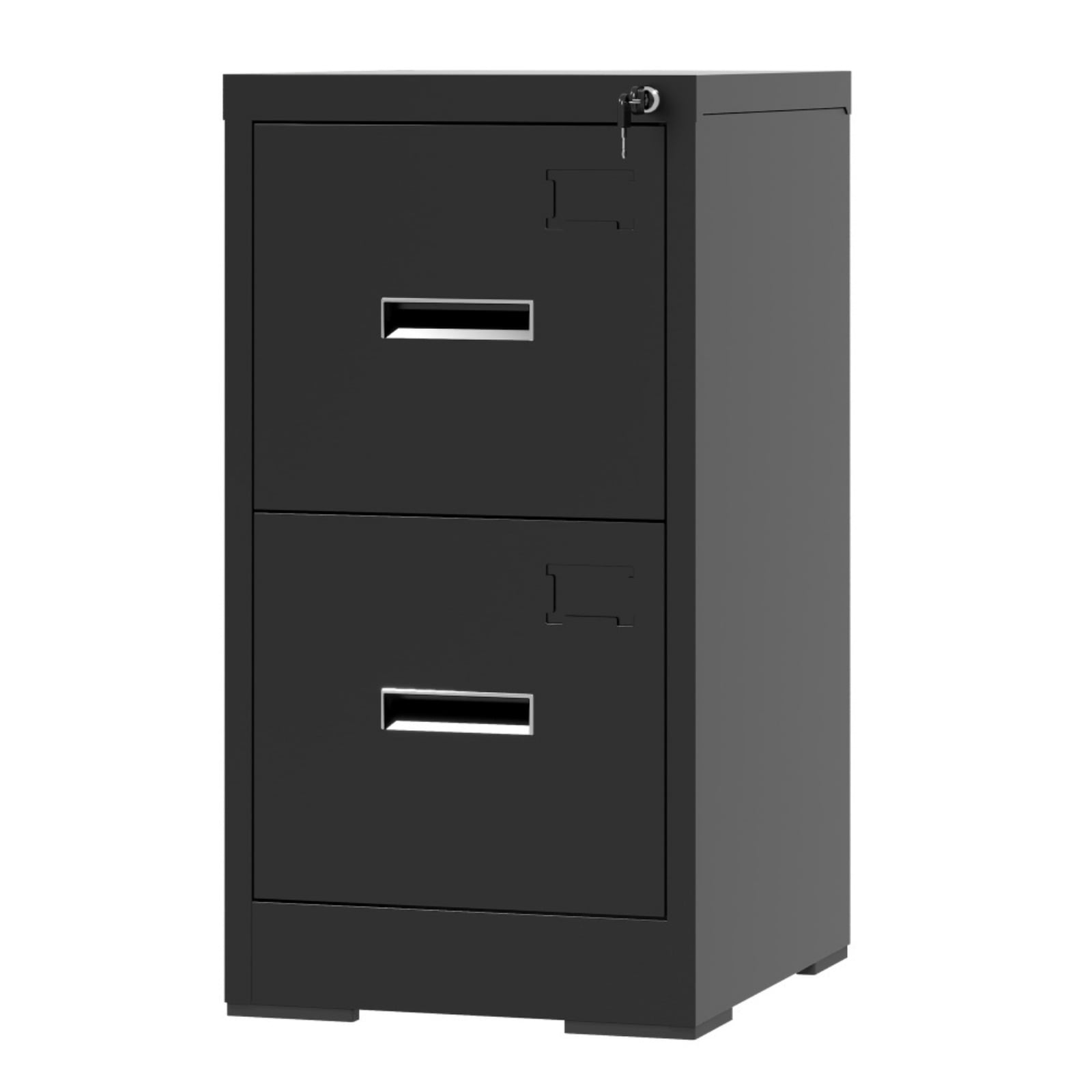2 Drawer Lateral File Cabinet with Lock, Metal Lateral Filing Cabinet for Home Office, Steel Wide Horizontal Filing Cabinets for Letter/Legal/A4/F4 Hanging Files (Black)