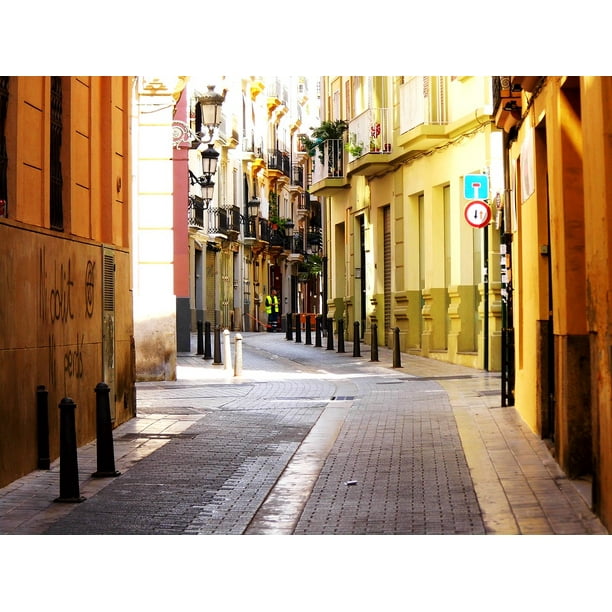 Streat Narrow Valencia Espaaƒae A A Aƒa Sa A A El Centro Town View Inch By 30 Inch Laminated Poster With Bright Colors And Vivid Imagery Fits Perfectly In Many Attractive Frames Walmart Com Walmart Com