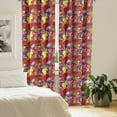 thumbnail image 3 of Ambesonne Geometric 4-Panel Curtains, Scattered Squares Circles, 56"x95", Orange and Pastel Yellow, 3 of 4