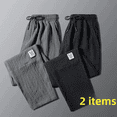 thumbnail image 2 of Pantalones de chef de cocina para hombre, duraderos, de seda de hielo, de estilo fino, para verano, para ahorrar trabajo, informales, para uso activo, 2 of 4